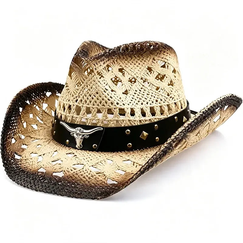 Sombrero de paja tejido de vaquero del Oeste