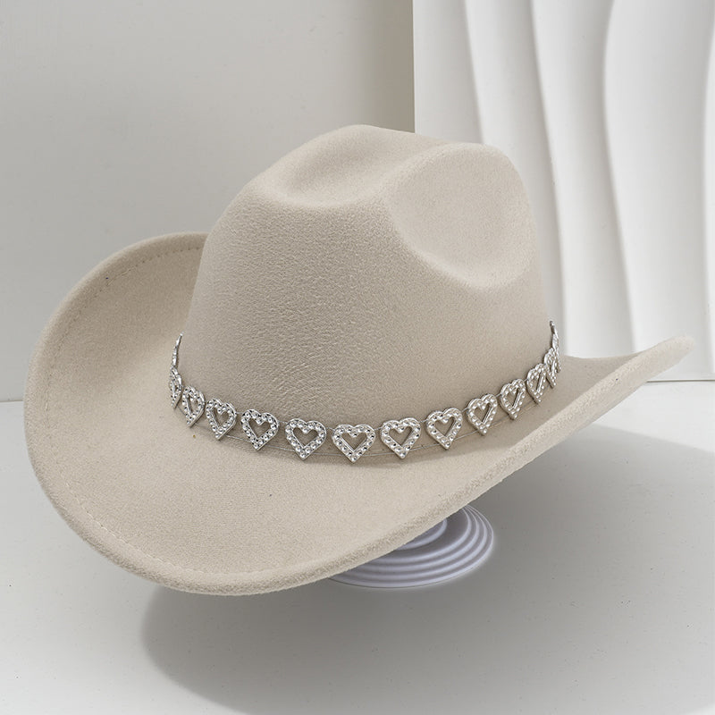 👑✨Sombrero vaquero con corazones de strass | Elegante y fácil de combinar