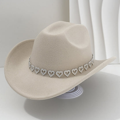 👑✨Sombrero vaquero con corazones de strass | Elegante y fácil de combinar