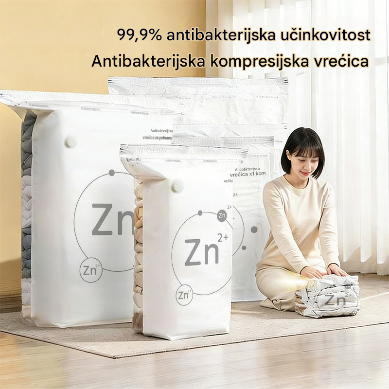 🧳【Set od 5 dijelova】💨 Velika, stlačiva vakuumska vrećica za pohranu: nije potrebna pumpa, nepropusna je i idealna za uštedu prostora u koferima i kod kuće ✈️