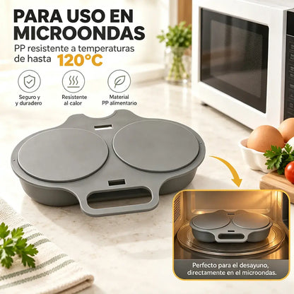 🎁2 piezas 24€💥Escalfador de huevos para microondas: doble cavidad, antiadherente y fácil de limpiar.🏠