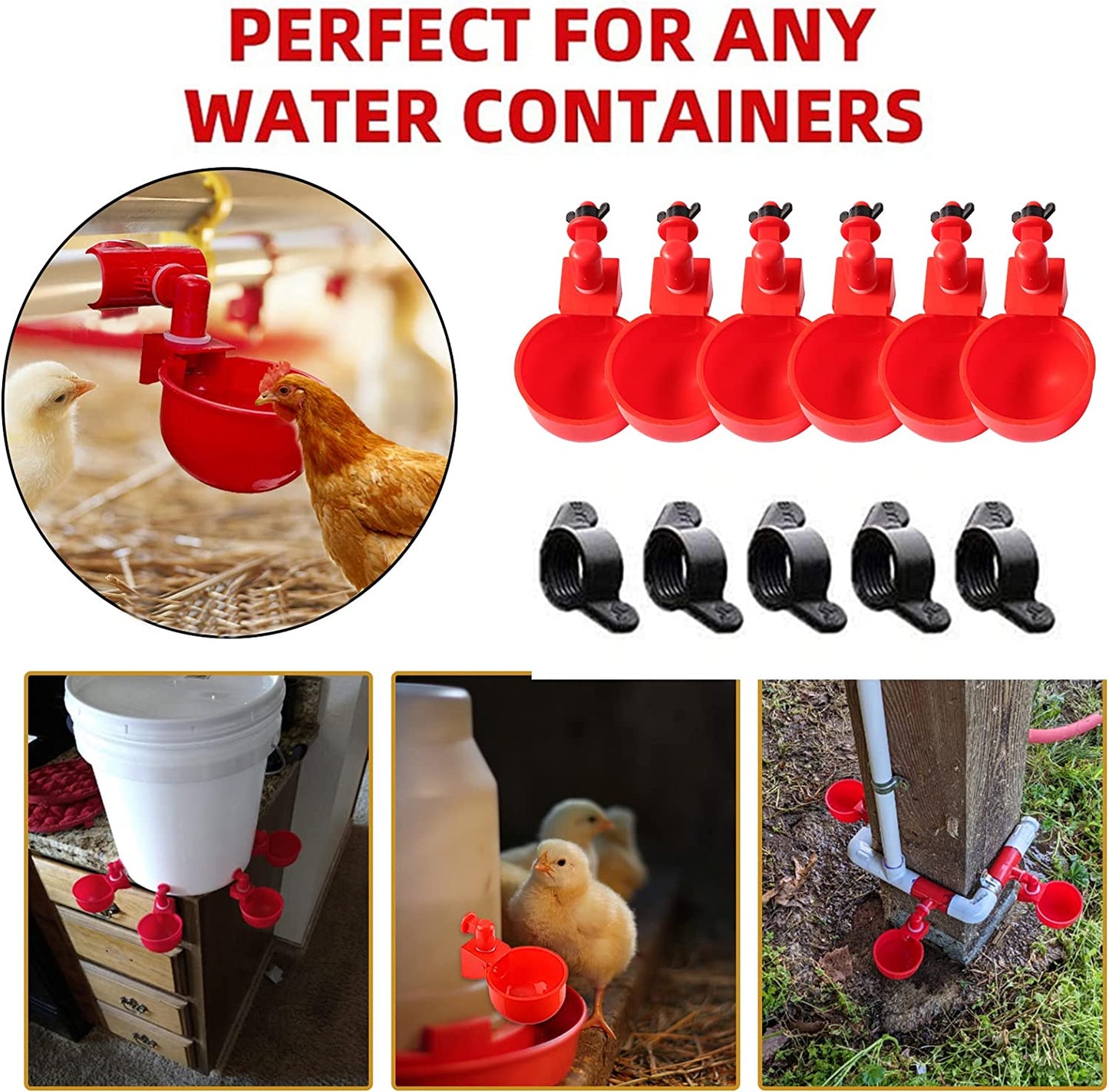 🐔【10 piezas】Bol de agua automático para aves de corral, sin necesidad de alimentación manual