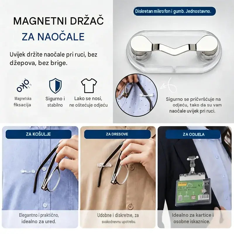 5 komad 24 eura 🧷🧲 Magnetna kopča za držač naočala, univerzalni vješalica za naočale za čitanje, naočale s plavim svjetlom i sunčane naočale, nema više izgubljenih naočala