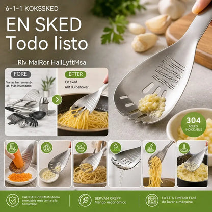 Cuchara moledora de acero inoxidable 304 🥄🥄 para separar la papa, el ajo, el jengibre y la comida para bebés con ajo.