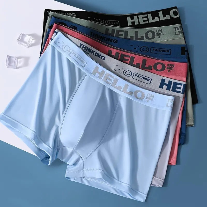 🧊【Compra 3 y llévate 3 gratis: 6 piezas en total】Calzoncillos bóxer de seda helada transpirables y finos para hombre, superventas del verano