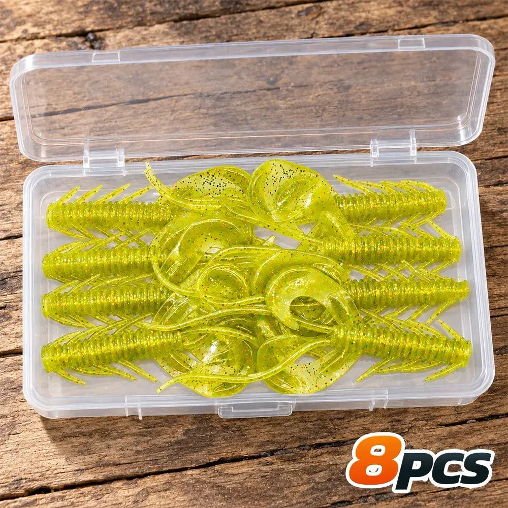 ✨ 8 piezas 🎣 Señuelos blandos de camarón realistas: flotantes y con movimiento natural