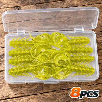 ✨ 8 piezas 🎣 Señuelos blandos de camarón realistas: flotantes y con movimiento natural