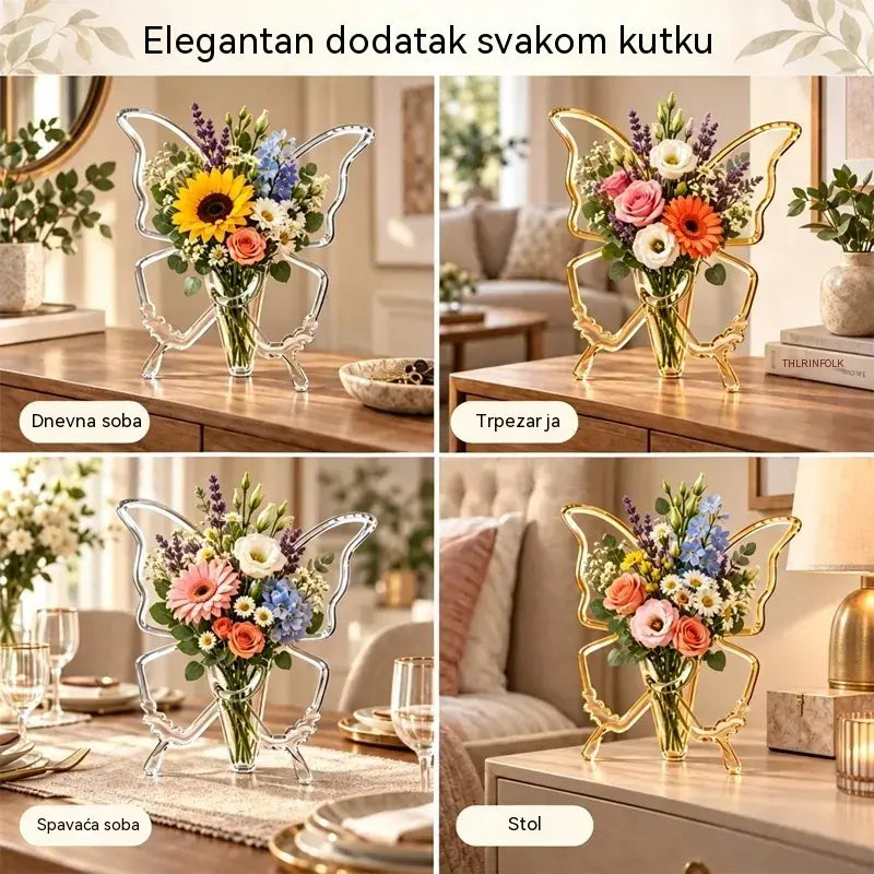 🦋 Prozirna hidroponska vaza s motivom leptira | Kreativna ukrasna vaza za stol | Dekoracija za dom i dnevni boravak ✨