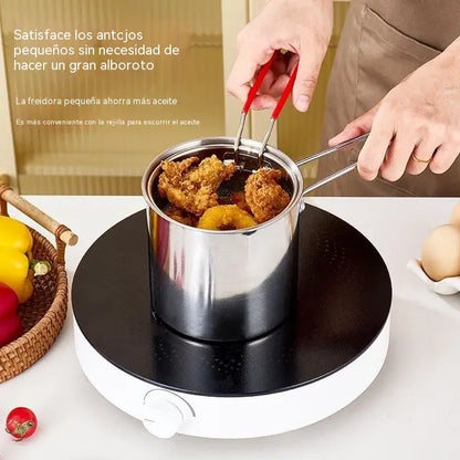 Juego de 5 piezas [Olla + Colador + Tapa de acero + Pinzas + Soporte para hornillo]-Olla multifuncional de acero inoxidable 304
