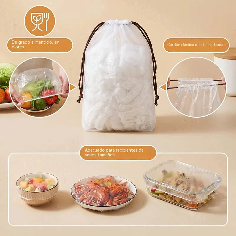 🛡️ 200 pieces of food-grade PE plastic wrap 🍽️ Suitable for bowls, plates and containers of various sizes
