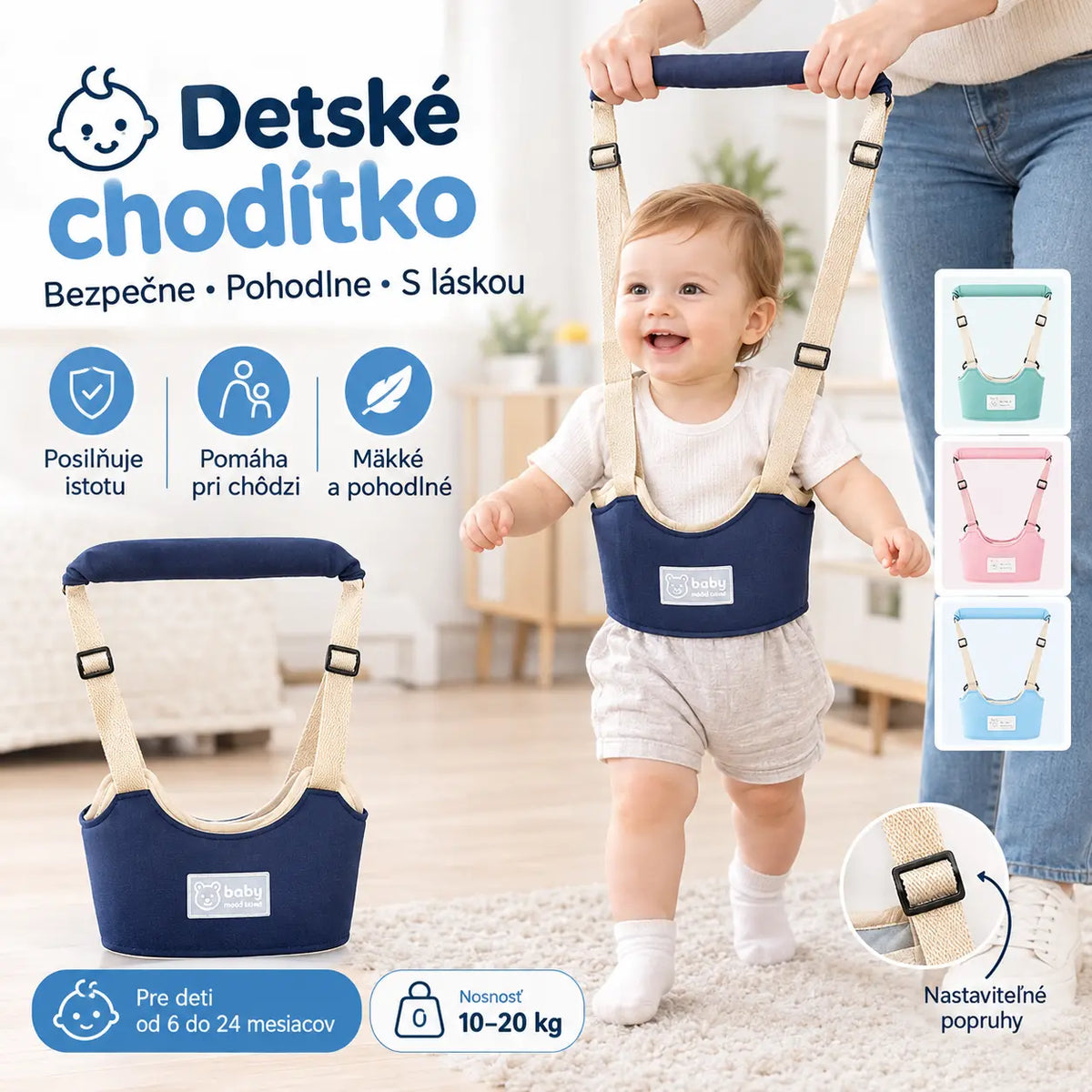 Dětský pěší postroj 2 v 1 – prodyšný, ergonomický as ochranou proti pádu 👶🚼