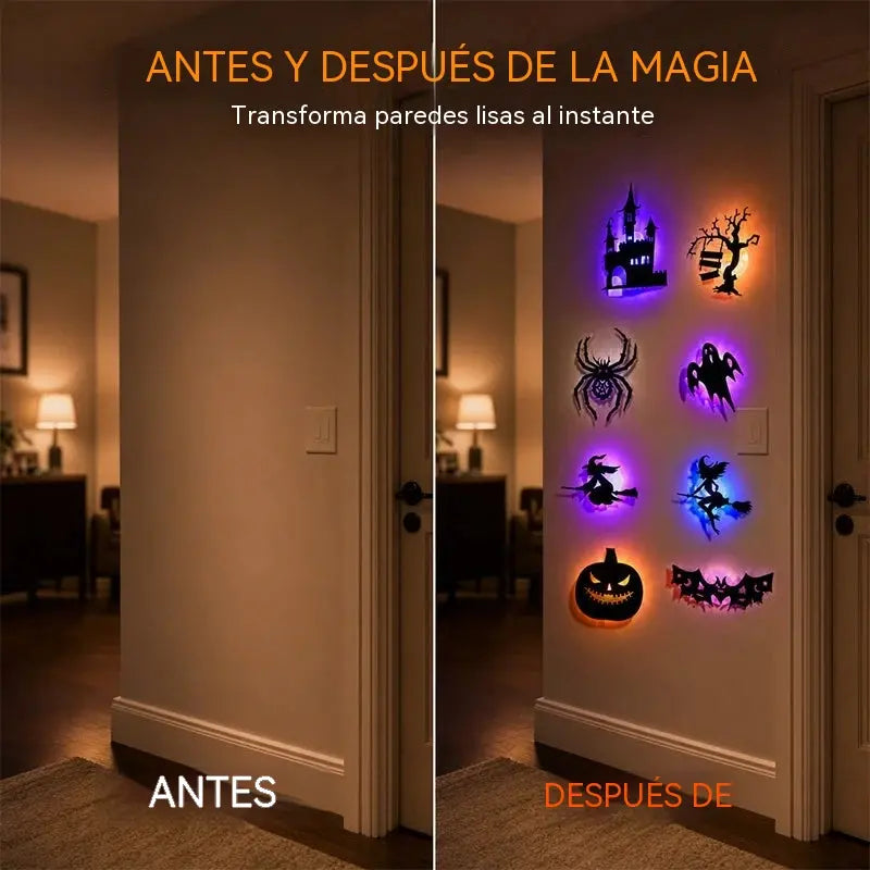 【Set de 8 piezas】🎃🎃Pegatinas de pared de Halloween que brillan en la oscuridad