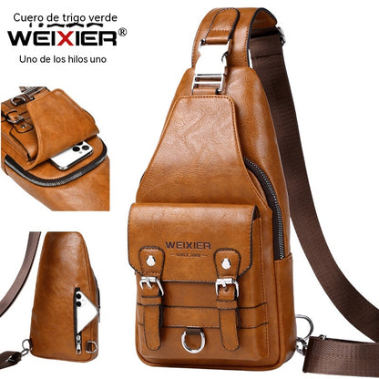 Nuevo bolso cruzado de cuero auténtico para hombre