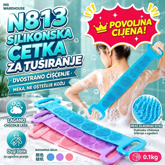 4 komada za 26 €🌿🛁 Izuzetno duga silikonska četka za leđa – Čisti, masira i njeguje! ✨💙
