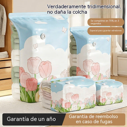 🧳【Juego de 4 piezas】💨 Bolsa de almacenamiento al vacío grande y compresible: no requiere bomba, es a prueba de fugas e ideal para ahorrar espacio en maletas y en casa ✈️