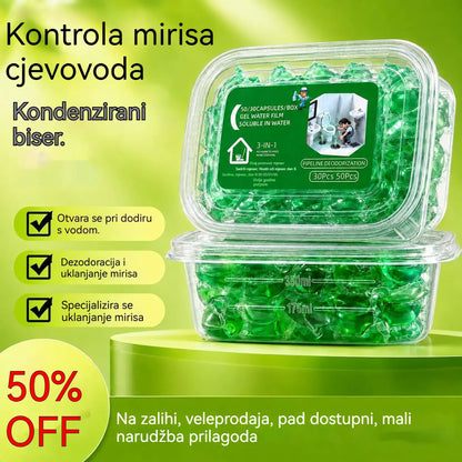 2 pakiranja (100 tableta) 👍Kapsule topljive u vodi za uklanjanje neugodnih mirisa iz odvoda - savršeno rješenje za sprječavanje širenja mirisa u kupaonicama i kuhinjama.