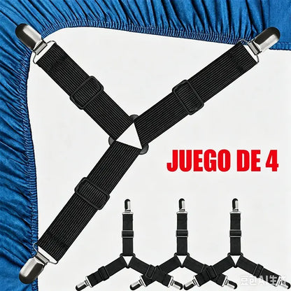 【4 piezas】Sujetadores ajustables para sábanas y edredones