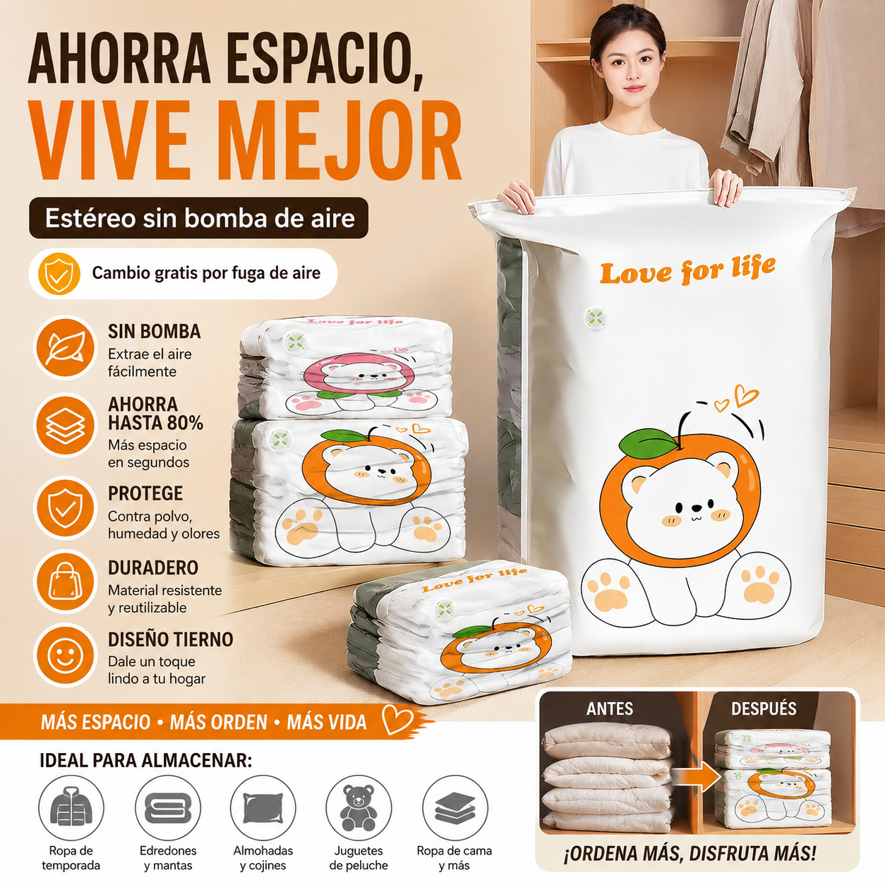 ✨🗃️ 5 artículos por 30 euros 💨 Bolsa de almacenamiento al vacío grande y comprimible: no requiere bomba, es a prueba de fugas e ideal para ahorrar espacio en maletas y en casa ✈️