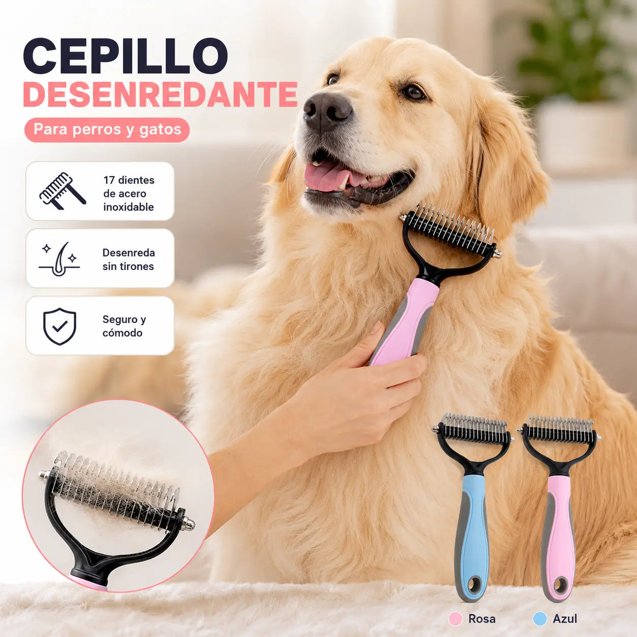 🐶【Compre 1 y obtenga 1 gratis，2 piezas】Cepillo de doble cara para el aseo de mascotas y la eliminación de pelo