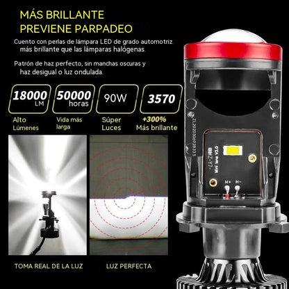 1 juego de 2 piezas⚡¡Gran oferta! 49% de descuento✨Faro LED Canbus Y6D H4 súper brillante para coche, 6500K, 90W, 18000LM, kit de conversión de luz alta/baja.