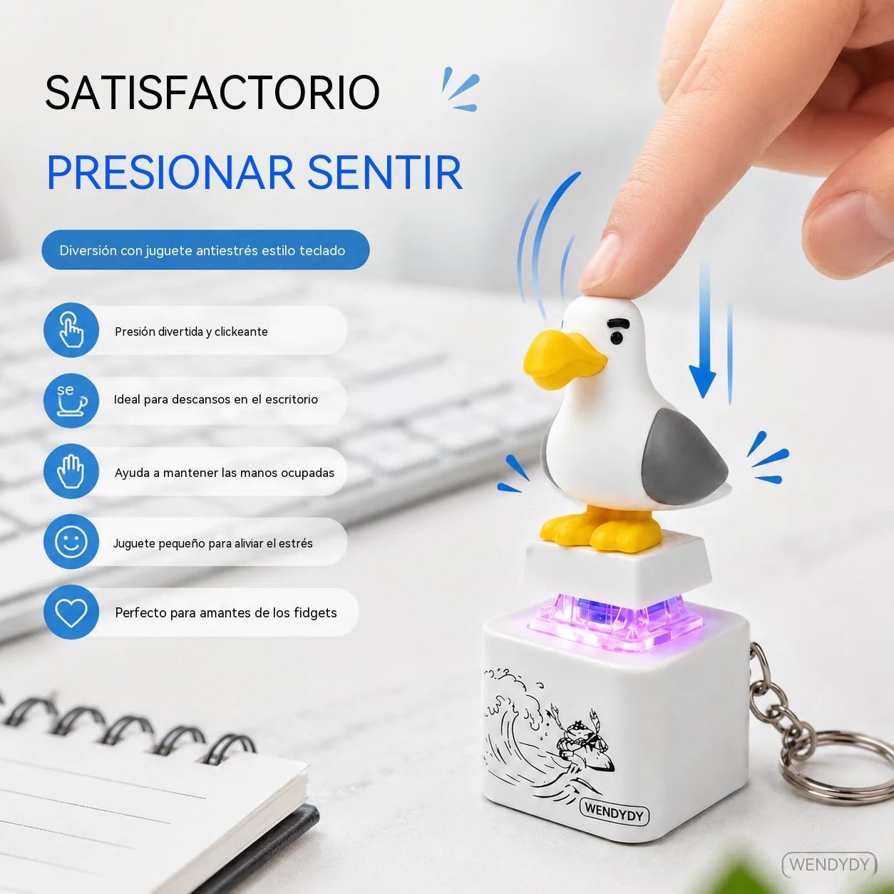 🕊️🕊️Llavero electrónico con luz y activado por voz "My Little Bird": Un llavero creativo con forma de pato con el que puedes jugar apretándolo.