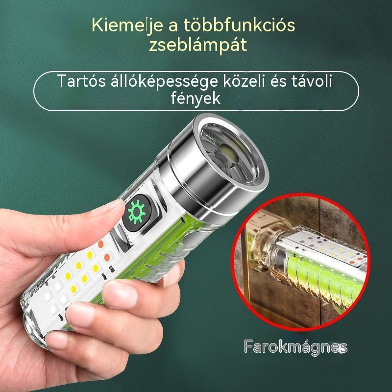 👍👍Linterna compacta de alta intensidad con luz lateral multifunción, carga rápida tipo C, portabilidad y batería de duración ultralarga.