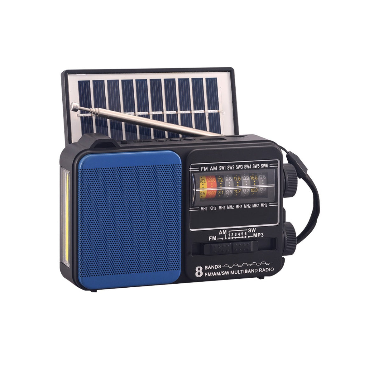 💥🏕️Multifunkční přenosné rádio s nouzovou svítilnou, AM rádiem, pevným diskem Bluetooth a vícezónovým audio.