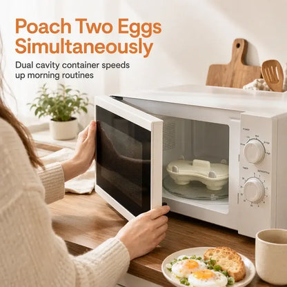Caja de vaporizador de huevos para microondas con doble compartimento, molde para cocinar huevos de cocina