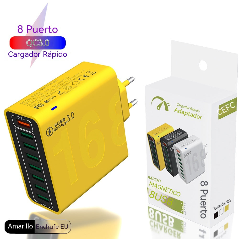 Cargador rápido USB 8 en 1 con puertos impermeables - Estación de carga multipuerto para múltiples dispositivos, concentrador de alta velocidad con enchufe 🎵