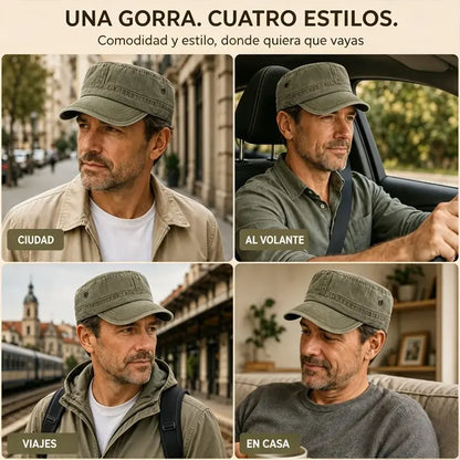 Gorra de cadete militar lavado, estilo vintage, para mujeres y hombres