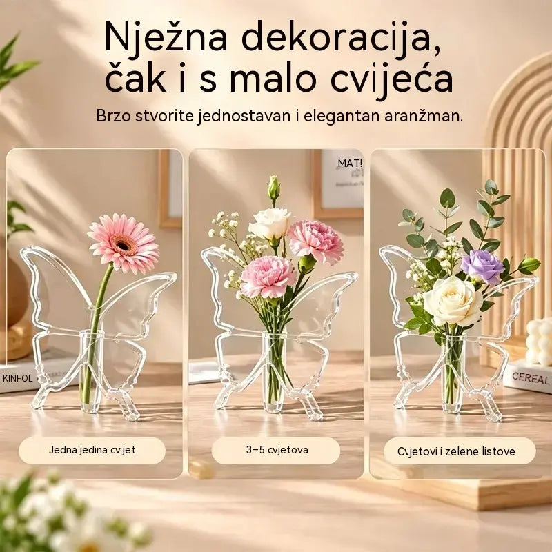 🦋 Prozirna hidroponska vaza s motivom leptira | Kreativna ukrasna vaza za stol | Dekoracija za dom i dnevni boravak ✨
