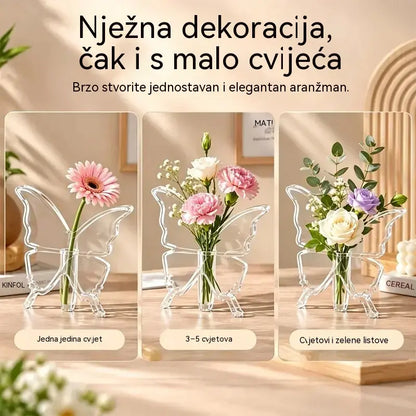 🦋 Prozirna hidroponska vaza s motivom leptira | Kreativna ukrasna vaza za stol | Dekoracija za dom i dnevni boravak ✨
