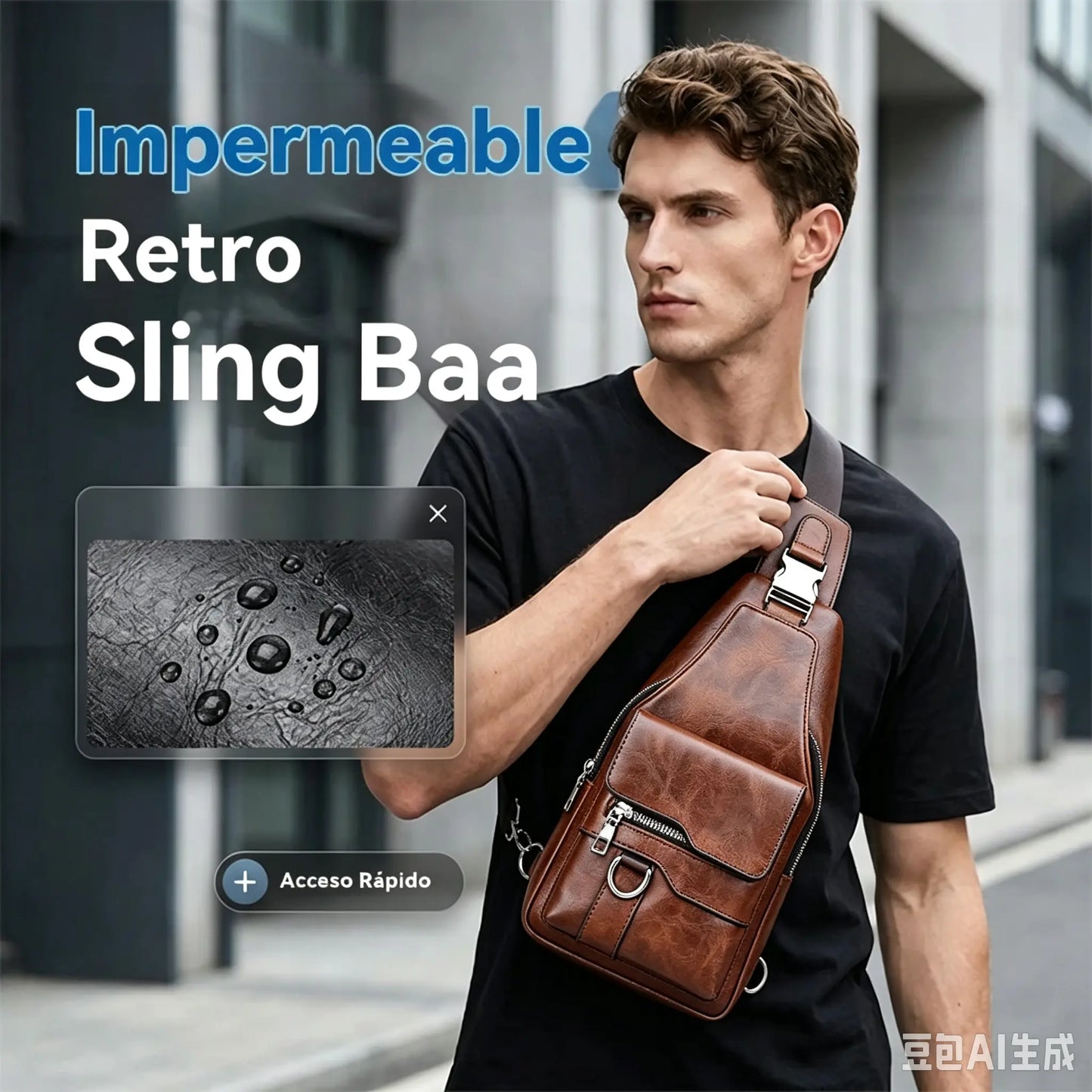 🎒 ¡50% de descuento por tiempo limitado! 🧳 Bolso de hombro/pecho retro impermeable de piel sintética para hombre – Impermeable