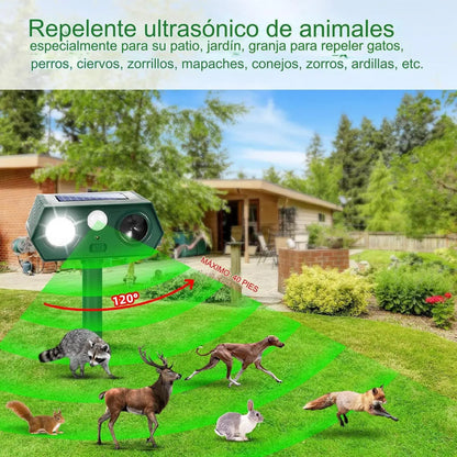 🔥🐅Repelente ultrasónico de animales salvajes alimentado por energía solar