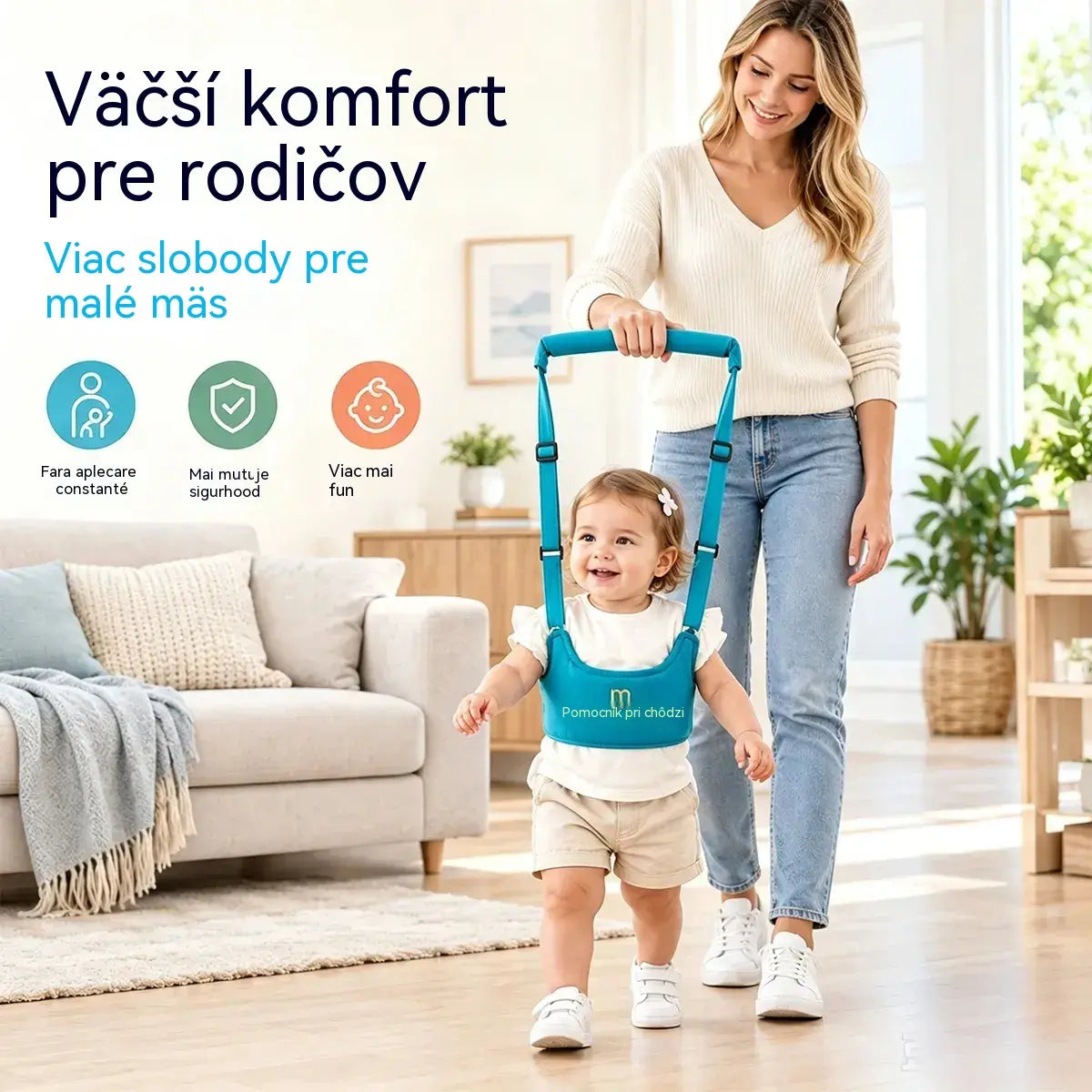 👶🍼 Postroj na učenie chôdze | Popruh 2 v 1 pre bábätká, pohodlný, priedušný a proti pádu