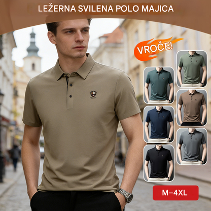 【M-4XL】Poletje 2026 Nova ledeno svilena polo majica s pol rokavi in reverjem