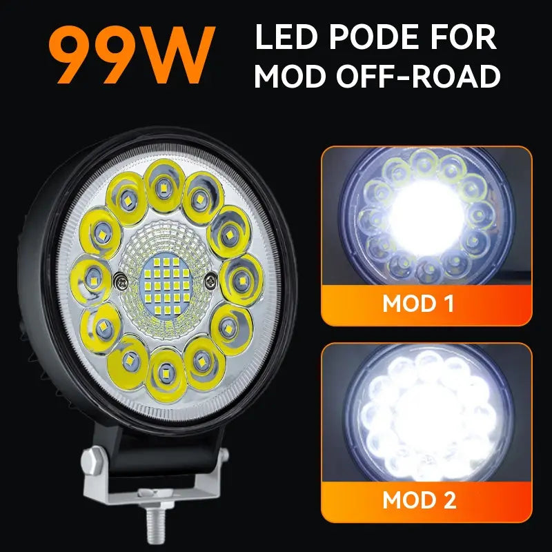 🔥【Compre 1 y obtenga 1 gratis-🎁2 piezas por 29 euros】Faros LED redondos de 99 W para coches modificados, faros auxiliares para vehículos todoterreno