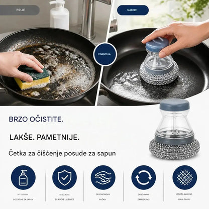🧽 Četka za čišćenje s dozatorom, vremenski ograničena posebna ponuda! 💪 Savršeno za čišćenje lonaca i tava. Čisti se lako i brzo, bez napora! 🍳