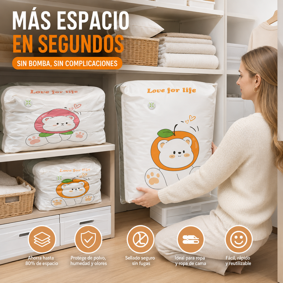 ✨🗃️ 5 artículos por 30 euros 💨 Bolsa de almacenamiento al vacío grande y comprimible: no requiere bomba, es a prueba de fugas e ideal para ahorrar espacio en maletas y en casa ✈️
