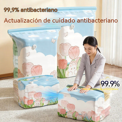 🧳【Juego de 4 piezas】💨 Bolsa de almacenamiento al vacío grande y compresible: no requiere bomba, es a prueba de fugas e ideal para ahorrar espacio en maletas y en casa ✈️