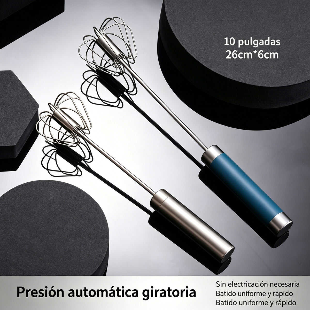24€【Set de 2 piezas】Batidor de huevos semiautomático de acero inoxidable