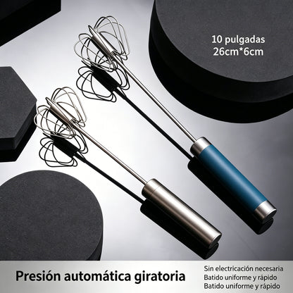 24€【Set de 2 piezas】Batidor de huevos semiautomático de acero inoxidable