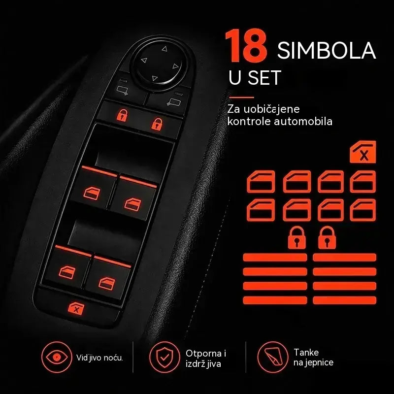 🚗Fluorescentne naljepnice za tipke u automobilu | Trenutačno pronađite kontrole, čak i noću