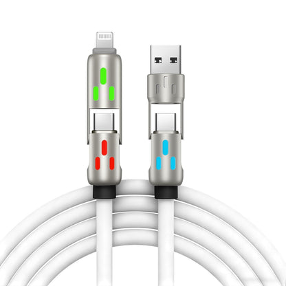 🔥 【2 sztuki za 89 zł】 🔥 (2 metry długości) Kabel 4 w 1 PD 240 W – USB-C, Lightning i szybkie ładowanie USB-A, aluminium i silikon, synchronizacja danych ⚡📱