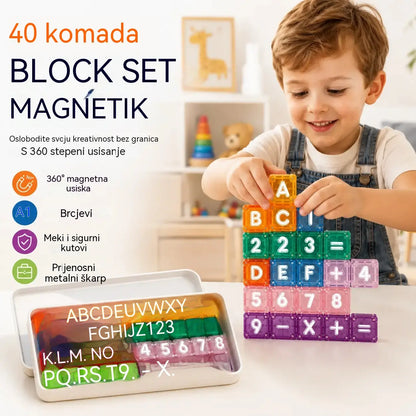 📢📢Vremenski ograničena ponuda, iskoristite 40% popusta! 【40 građevinskih blokova + kutija za pohranu】⏰Dječji magnetski građevinski blokovi sa slovima i brojevima
