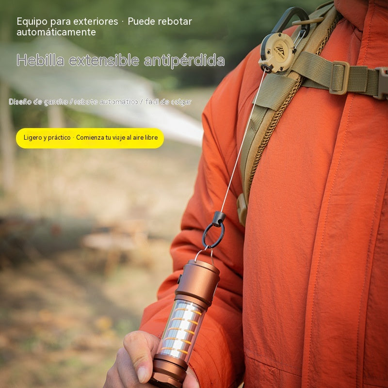 🏆Llavero con mosquetón plegable🎣 – cordón de acero de 65 cm, soporte para identificación resistente, accesorio EDC ligero, adecuado para llaves, identificación y actividades al aire libre.