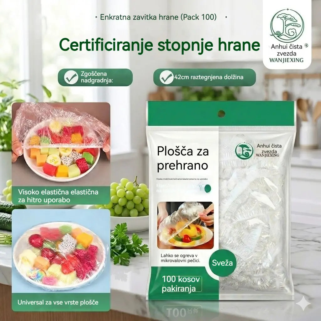 ⏳50% popust🔥【500 kosov】26 €🎉Več kupite, več prihranite🎁Elastični ovoji za živila za enkratno uporabo, primerni za sklede in krožnike
