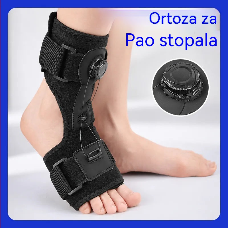 【2 kom】Medicinski ortoz za spušteno stopalo i plantarni fasciitis, s rotacijskim gumbom za podešavanje i aluminijskim osloncem, za dnevnu i noćnu upotrebu