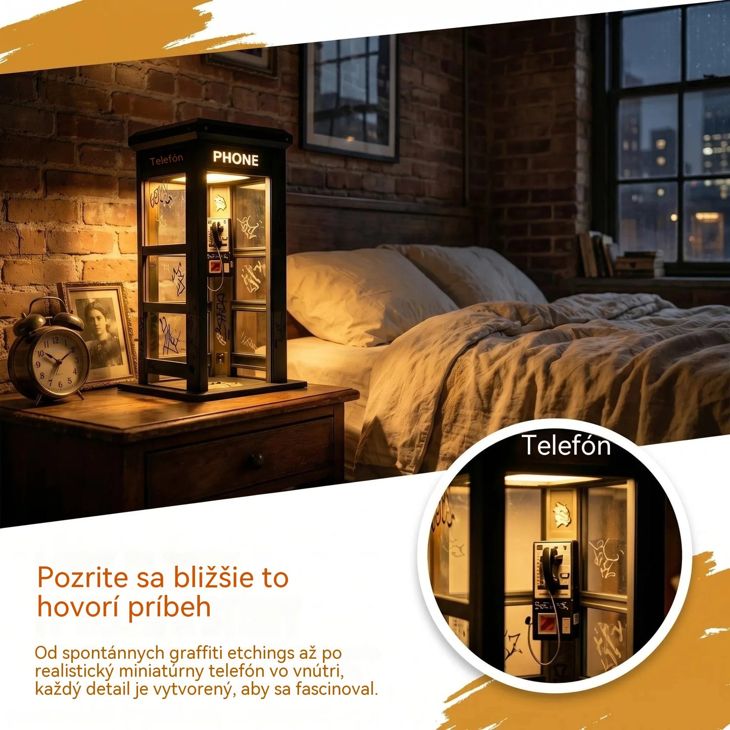 ✨⏰ Limitovaná edícia retro ambientného osvetlenia v tvare telefónnej búdky: Nostalgický dizajn, ktorý vytvára hrejivú a príjemnú atmosféru.💡📞
