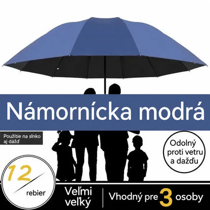 ☔【12 rebier】Skladací dáždnik odolný voči vetru – nepremokavý a ľahký, vhodný na dážď aj slnko. Veľký priemer pre celú rodinu! ✨